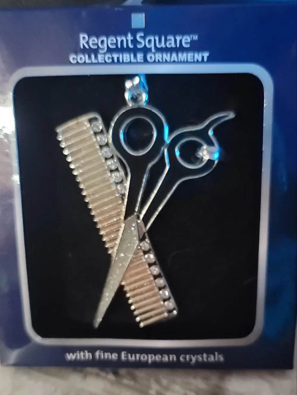 Silver and Rose Gold Barber Scissors & Comb Ornament